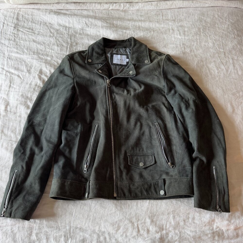 Men's Topman Suede Biker Jacket